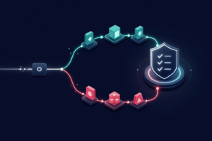 AI Builder 크레딧과 Copilot Credits 전환 전 자동화 점검을 표현한 개념 일러스트