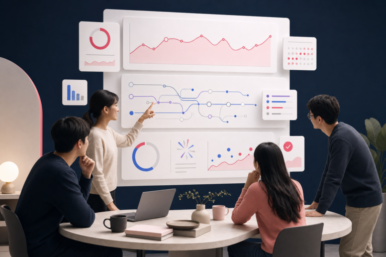 개발팀이 저장소 단위 AI 코딩 활용 지표를 함께 살펴보는 콘셉트 이미지